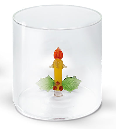 Bicchiere in vetro con soggetto interno Candela