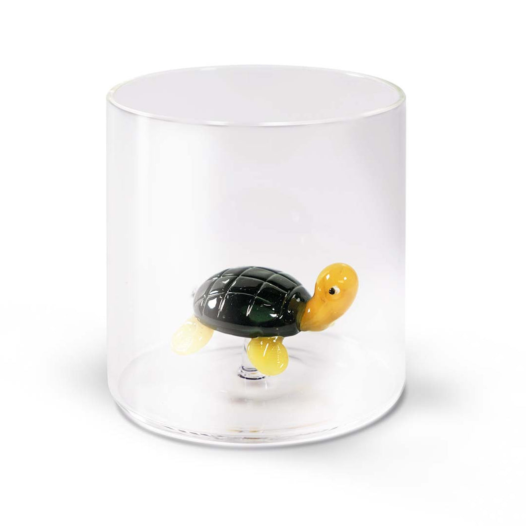 Bicchiere in vetro con soggetto interno Tartaruga