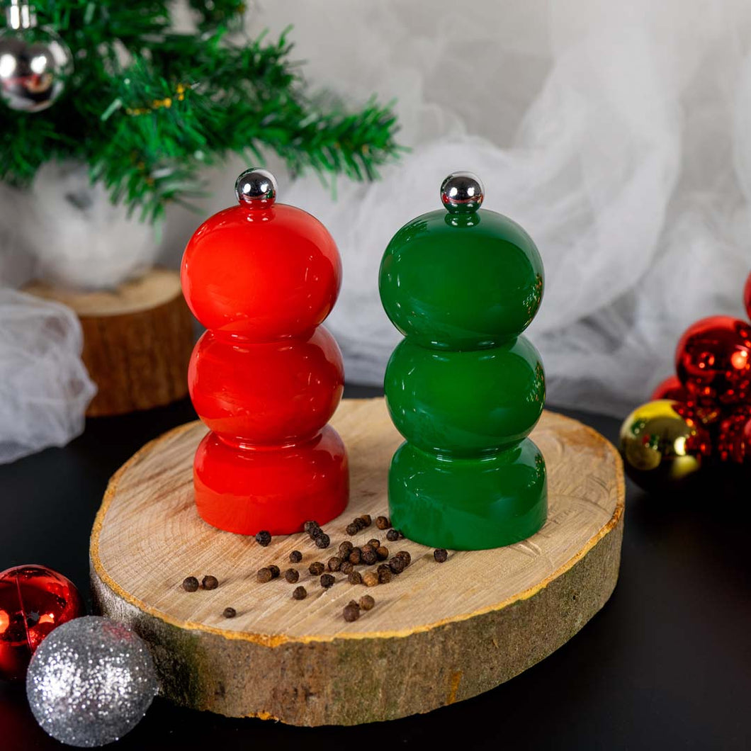 Set macinasale e macinapepe h11,5 in legno laccato Verde Rosso