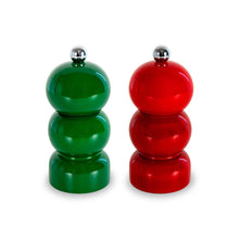 Carica l&#39;immagine nel visualizzatore di Gallery, Set macinasale e macinapepe h11,5 in legno laccato Verde Rosso
