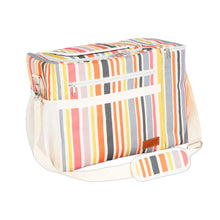 Carica l'immagine nel visualizzatore di Gallery, Borsa termica con vano portabottiglie righe multicolor
