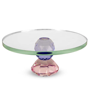 Alzata in vetro per torte effetto diamante rosa e viola
