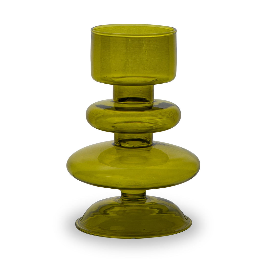Portacandele/vaso monofiore h12cm verde oliva