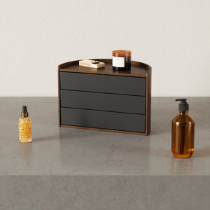 Portagioie organizer in legno Moona nero/noce UMBRA