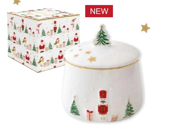 Zuccheriera in porcellana con decoro a rilievo LET IT SNOW