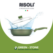 Carica l&#39;immagine nel visualizzatore di Gallery, Padella alta induzione alluminio pressofuso con coperchio Ø28  RISOLÌ DR GREEN
