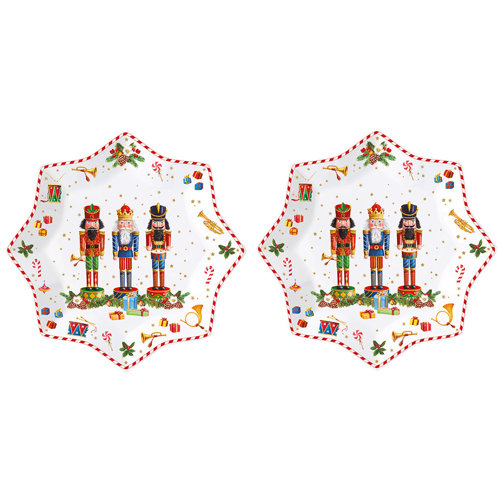 Set 2 piatti dessert porcellana Vintage Nutcrackers