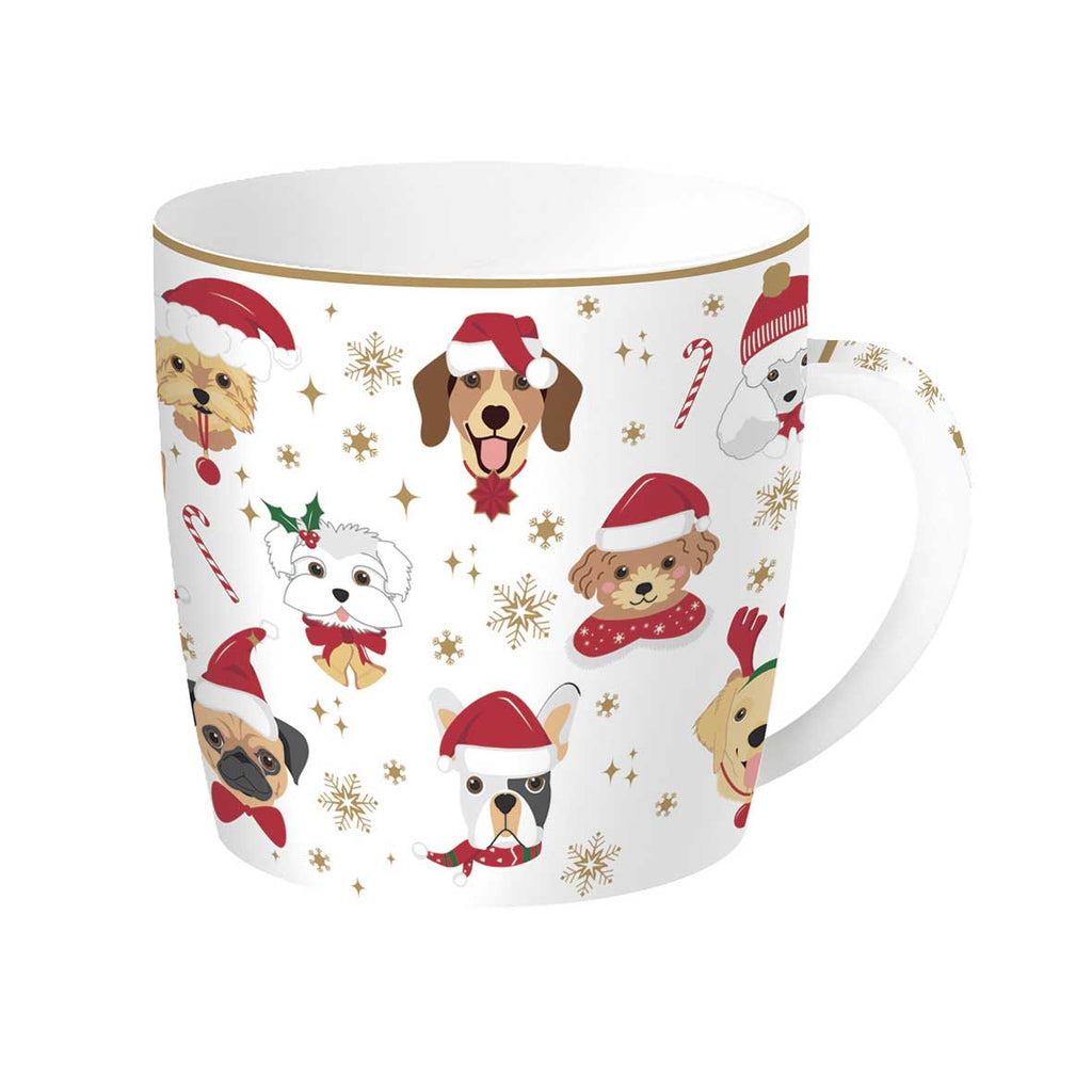 Tazza porcellana in scatola di metallo Xmas Friends Dogs