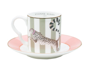 Set 2 tazzine espresso con piattino Yvonne Ellen Parrot/Cheetah