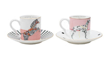 Carica l&#39;immagine nel visualizzatore di Gallery, Set 2 tazzine espresso con piattino Yvonne Ellen Dog/Zebra
