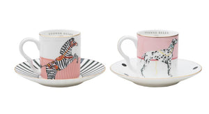 Set 2 tazzine espresso con piattino Yvonne Ellen Dog/Zebra