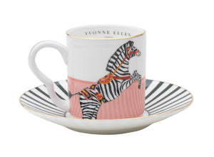 Set 2 tazzine espresso con piattino Yvonne Ellen Dog/Zebra