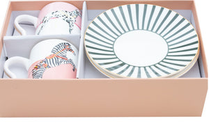 Set 2 tazzine espresso con piattino Yvonne Ellen Dog/Zebra