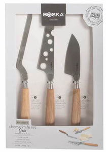 Set 3 coltelli formaggio manico legno Oslo Boska