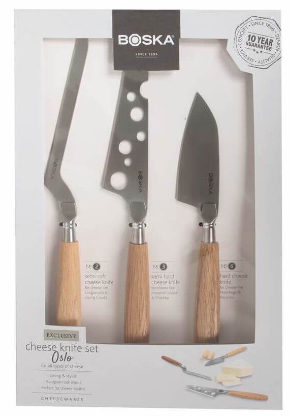 Set 3 coltelli formaggio manico legno Oslo Boska