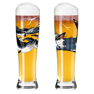 Confezione 2 bicchieri da birra BRAUCHZEIT #6 "FISHER BALENE & NAVE" RITZENHOFF