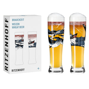 Confezione 2 bicchieri da birra BRAUCHZEIT #6 "FISHER BALENE & NAVE" RITZENHOFF