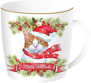 Tazza porcellana in scatola di metallo Christmas Cats 1