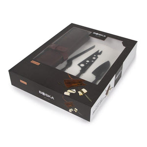 Set 3 coltelli formaggio Monaco Nero + custodia in cuoio Boska
