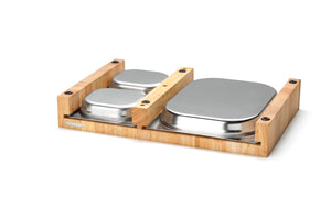Tagliere in legno 50x32,5x8,5 con 3 contenitori inox Continenta