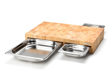 Carica l&#39;immagine nel visualizzatore di Gallery, Tagliere in legno 50x32,5x8,5 con 3 contenitori inox Continenta
