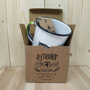 Tazza RETROPOT acciaio smaltato "Stop & Look"