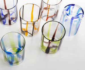 Bicchiere vetro Tirache Set 6 pezzi Grigio/Arancio