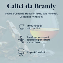 Carica l&#39;immagine nel visualizzatore di Gallery, Calice brandy set 6 pezzi Vinarium Livellara
