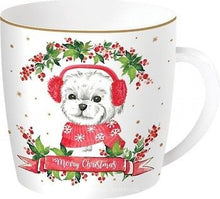 Carica l&#39;immagine nel visualizzatore di Gallery, Tazza porcellana in scatola di metallo Xmas Dogs Bolognese

