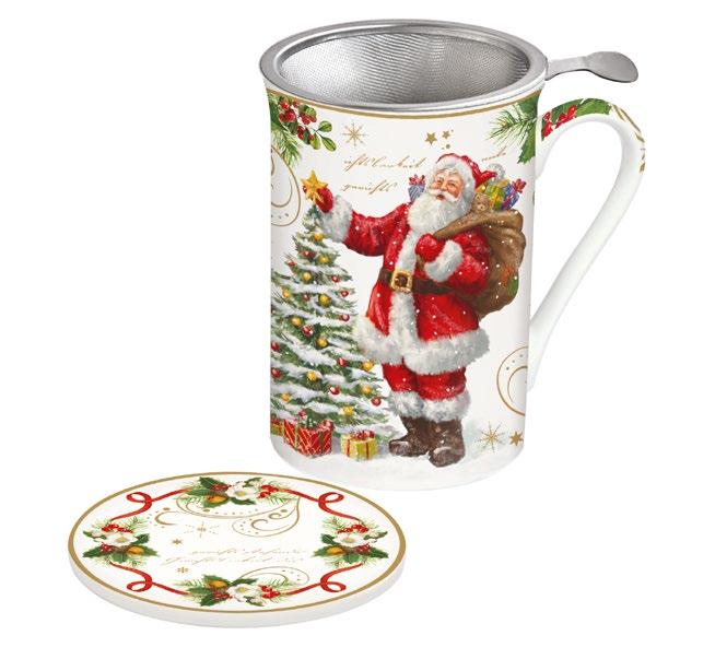 Tazza porcellana con infusiera e sottobicchiere Magic Christmas