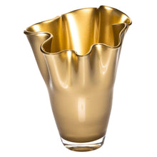 Carica l&#39;immagine nel visualizzatore di Gallery, Vaso fiori in vetro a fazzoletto soffiato a mano Oro
