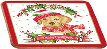 Carica l&#39;immagine nel visualizzatore di Gallery, Tazza porcellana con cucchiaio e sottobicchiere Christmas Dogs Labrador
