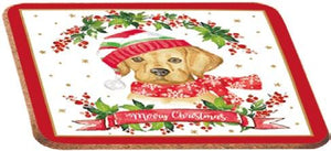 Tazza porcellana con cucchiaio e sottobicchiere Christmas Dogs Labrador