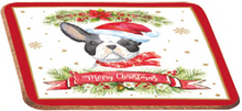 Carica l&#39;immagine nel visualizzatore di Gallery, Tazza porcellana con cucchiaio e sottobicchiere Christmas Dogs Bulldog
