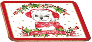 Tazza porcellana con cucchiaio e sottobicchiere Christmas Dogs Bolognese