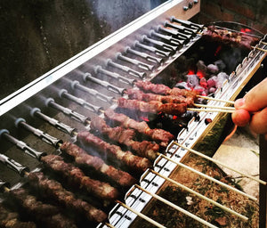 Barbecue a carbone fornacella cuoci arrosticini automatico in acciaio inox TECNOROAST 80 DOUBLE
