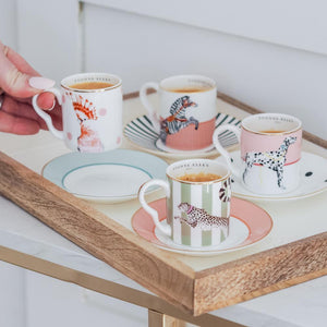 Set 2 tazzine espresso con piattino Yvonne Ellen Dog/Zebra