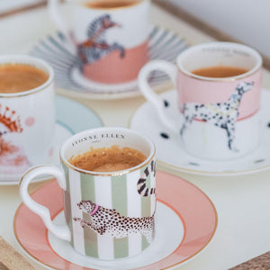 Set 2 tazzine espresso con piattino Yvonne Ellen Dog/Zebra