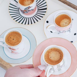 Set 2 tazzine espresso con piattino Yvonne Ellen Dog/Zebra