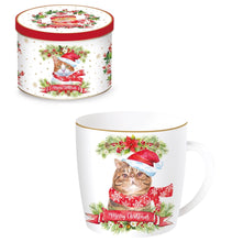 Carica l&#39;immagine nel visualizzatore di Gallery, Tazza porcellana in scatola di metallo Christmas Cats 2
