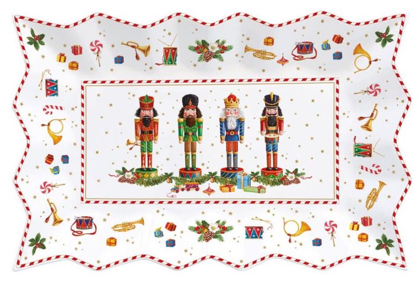 Piatto da portata  in porcellana 35x23 Vintage Nutcrackers