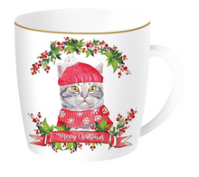 Carica l&#39;immagine nel visualizzatore di Gallery, Tazza porcellana in scatola di metallo Christmas Cats 3
