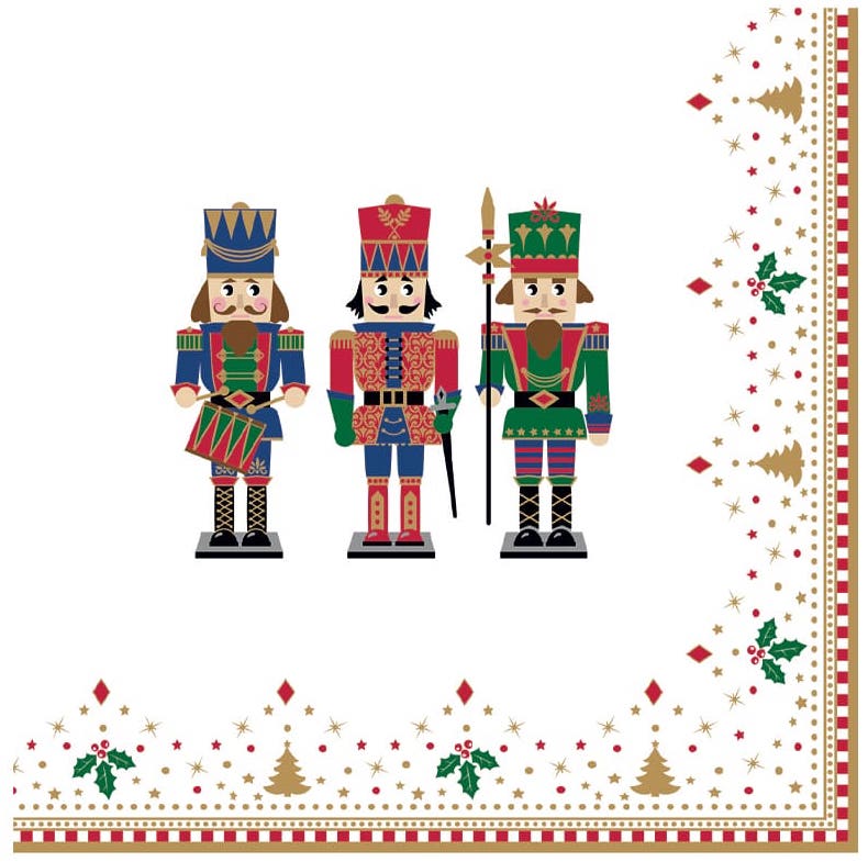 Confezione 20 tovaglioli carta 33x33 Nutcrackers classico