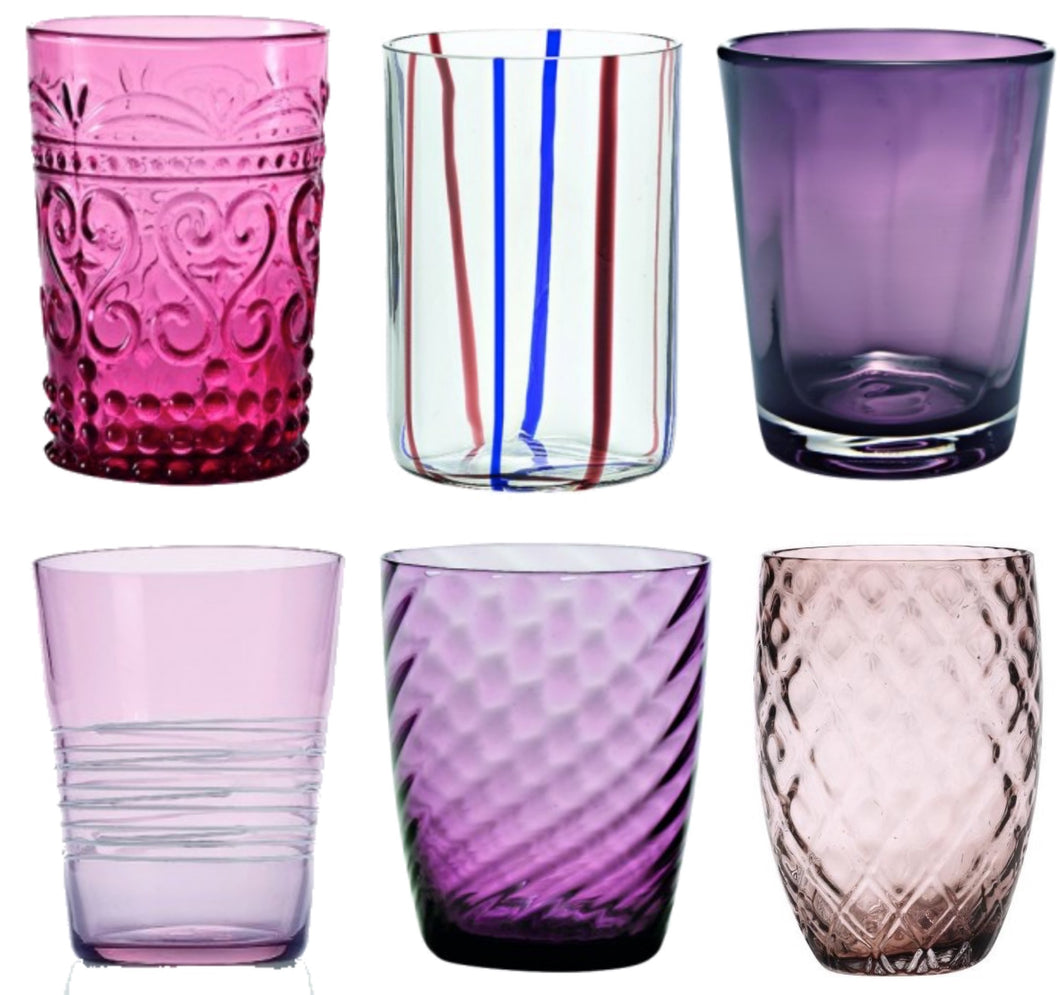 Bicchiere vetro Melting Pot Set 6 pezzi Amethist