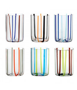 Bicchiere vetro Tirache Set 6 pezzi Multicolor
