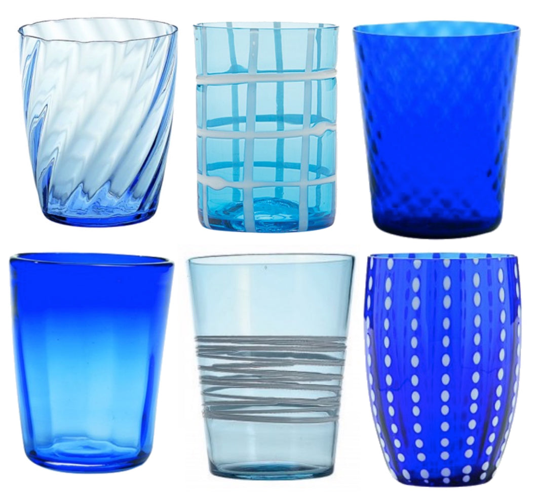 Bicchiere vetro Melting Pot Set 6 pezzi Blue-Acquamarina