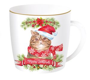 Tazza porcellana in scatola di metallo Christmas Cats 2