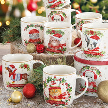 Carica l&#39;immagine nel visualizzatore di Gallery, Tazza porcellana in scatola di metallo Christmas Cats 4

