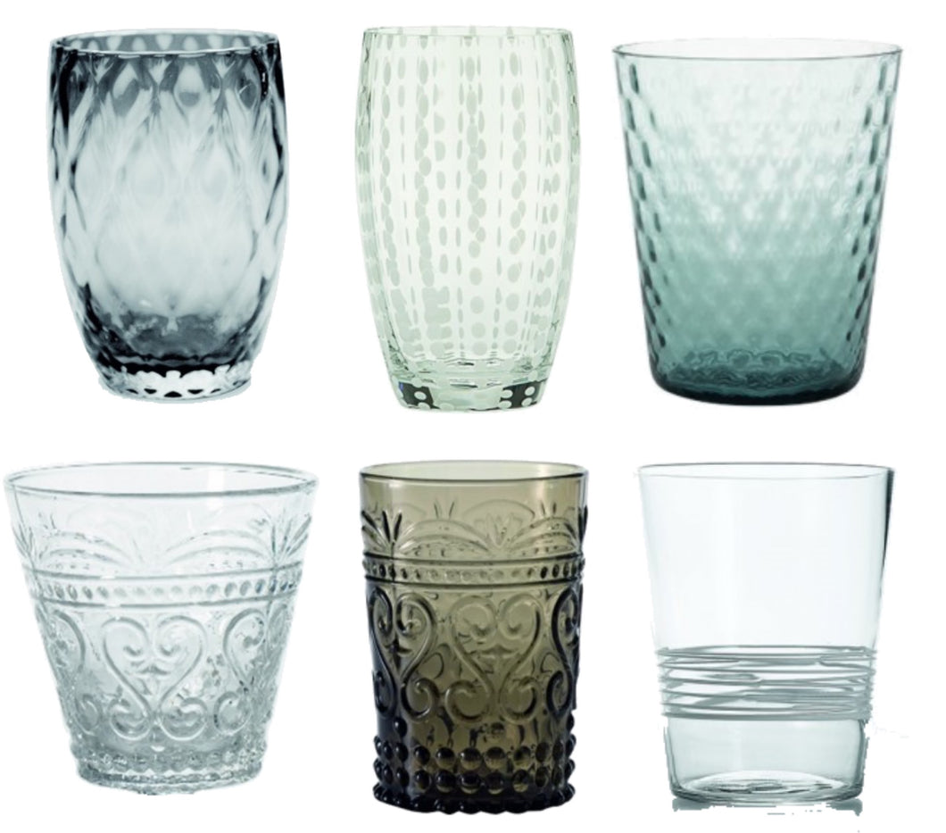 Bicchiere vetro Melting Pot Set 6 pezzi Clear-Grey
