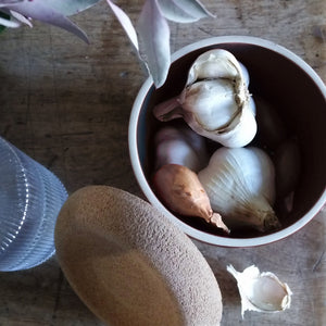 Barattolo conserva aglio ceramica e sughero Emile Henry Blanc